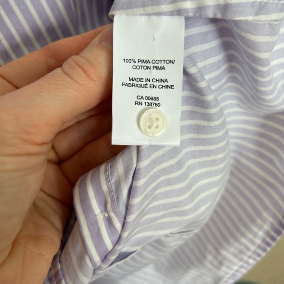RW&CO. Lavender and White Striped Button-Down Shirt - Picture 6 of 7